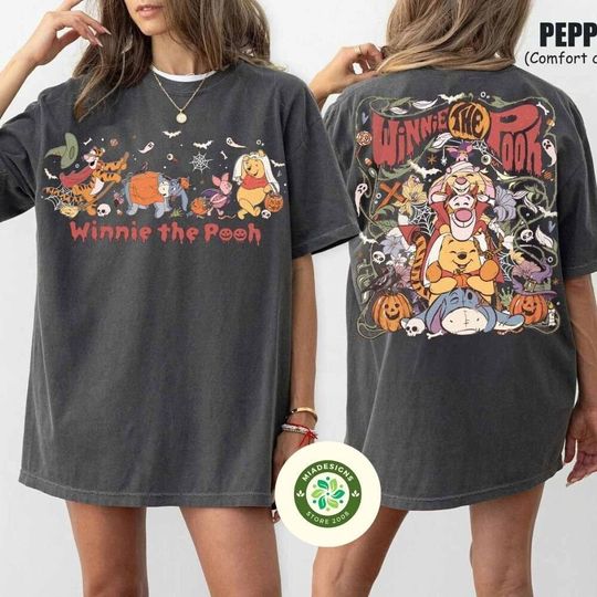 Two-sided Winnie the Pooh Disney Halloween Shirt, Pooh Bear Piglet Tigger Eeyore