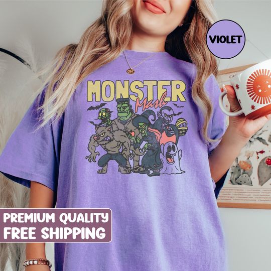 Retro Halloween Comfort Colors shirt, Monster Mash TShirt, Vintage Ghost Halloween t-Shirt