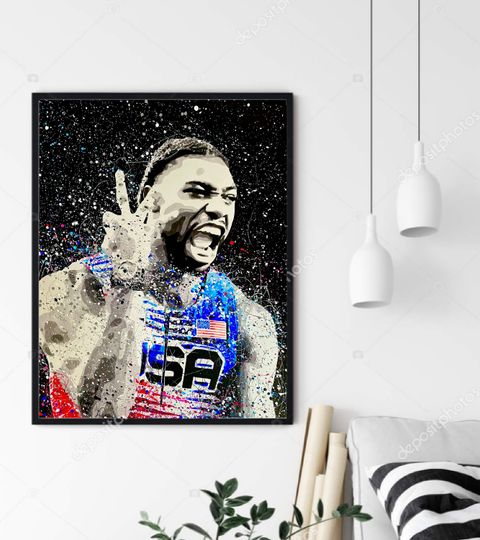 Noah Lyles Poster - Hand Painted Art Prints - Poster - Gift