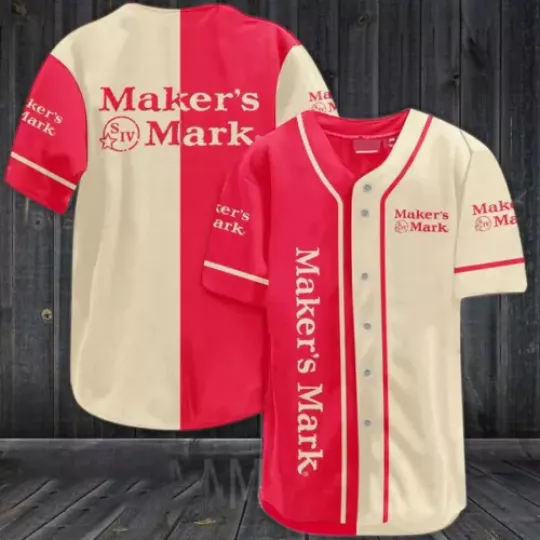 Red-Beige-Maker's-Mark Jersey Gifts For Women And Men