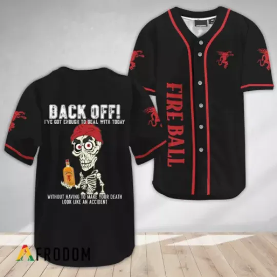 Achmed Back Off With Fireball Printed Baseball Shirt