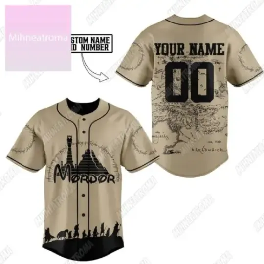 Custom Mordor National Park Baseball Shirt, Sauron Jersey, LOTR Fan Gift