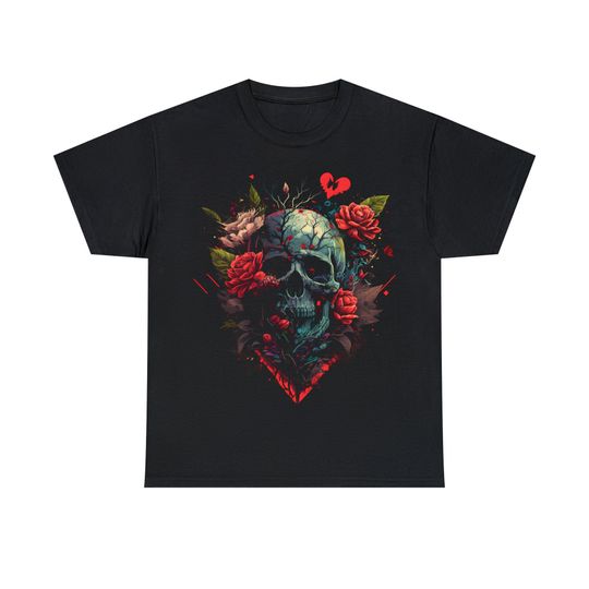 Dia de los Muertos Shirt for Women Halloween, Womens Floral Skull, Gothic HalloweenTshirt