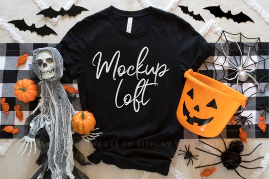 Halloween Mockup | Bella Canvas 3001 Mockup Black | Bella Canvas Black T Shirt Mockup