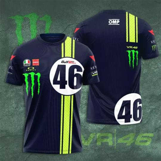 VR--46 Racing Team x MON 3D Men's T-Shirt Summer Short Sleeve Shirt