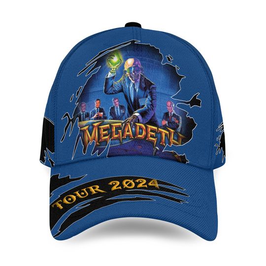 Megadeth Band Tour 2024 Classic Baseball Caps AOP, Gift For Fan, Summer Cap