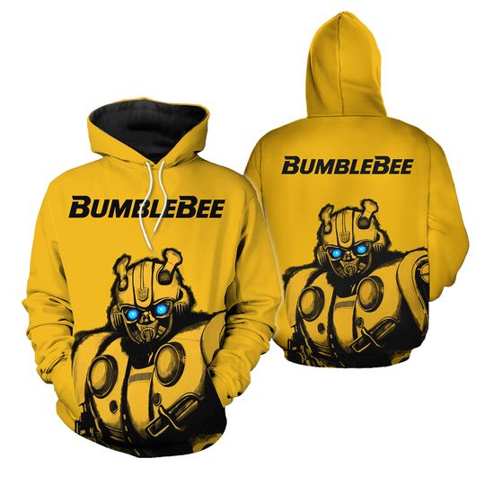SgaSong Transformers Bumblebee Hoodie, 3D Print Pullover Pockets Hoodies