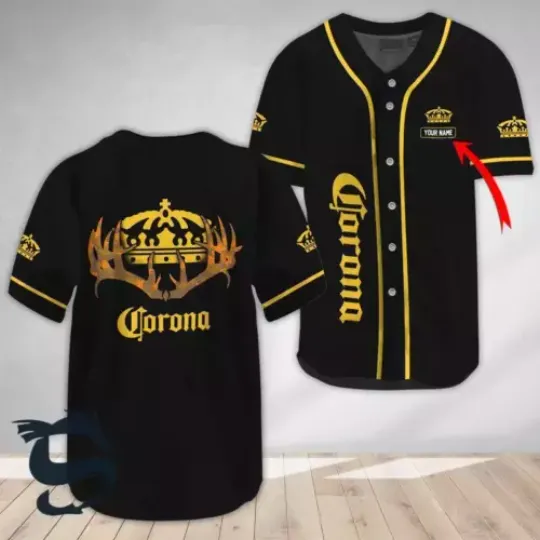 Personalized Buck Horn Corona Baseball Jersey, Beer Lovers Shirt Gift