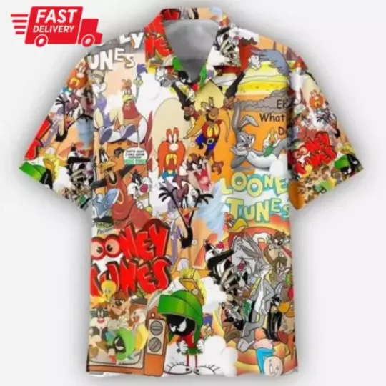 Looney Tunes Print Hawaiian Shirt Aloha Funny Unisex Shirt For Family