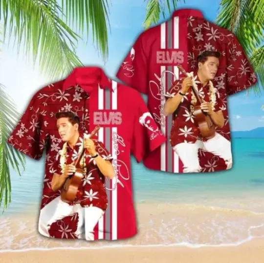 Elvis Presley Hawaiian Shirt Elvis Presley 3D Hawaii Shirt Casual Shirt Summe