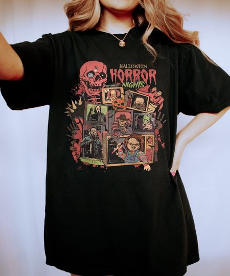 Halloween HN Shirt, Horror Characters Halloween Shirt, Scary Movie Tee, GhostFace Shirt, Freddy, Chucky, Horror Movie Shirt,
