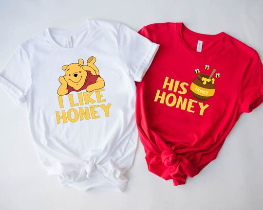 Disneyland Pooh and Honey Couple Shirts, Winnie The Pooh Matching Shirts, Disneyland Bear Honeymoon Shirt