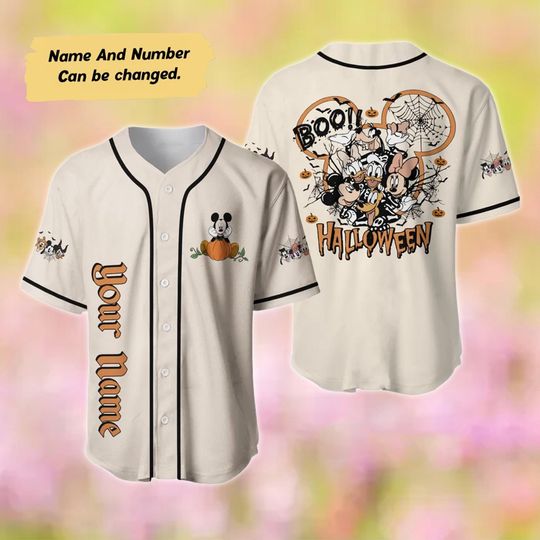 Personalized Halloween Baseball Jersey, Mickey And Friends Team Baseball Shirt, Mickey Mouse Sport Jersey Team, Hocus Pocus Shirt