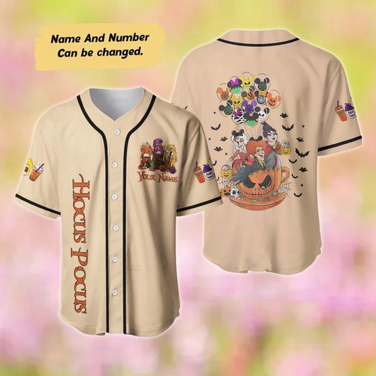 Personalized Halloween Baseball Jersey, Hocus Pocus Baseball Shirt, Horror Movie Characters Sport Jersey Team, Sanderson Sisters Sport Shirt