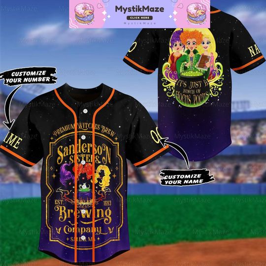 Halloween Hocus Pocus Jersey Shirt, Custom Sanderson Sisters Baseball Jersey, Hocus Pocus Baseball Shirt, Trick Or Treat Shirt
