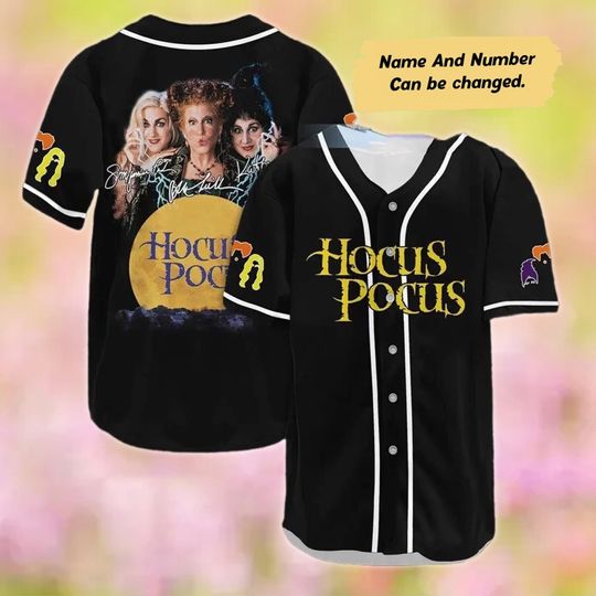 Personalized Halloween Baseball Jersey, Hocus Pocus Characters Baseball Shirt, Sanderson Sisters Sport Jersey Team, Horror Halloween Shirt