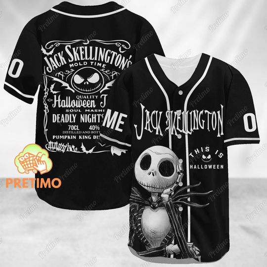 Jack Skellington Baseball Jersey, Jack Skellington Jersey Shirt, Halloween Baseball Shirt, Jack Skellington Jersey,Custom Baseball Team