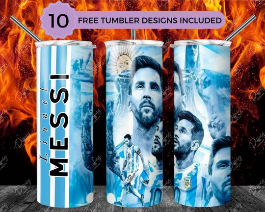 Lionel Messi 20oz Skinny Tumbler, Messi 20oz Tumbler