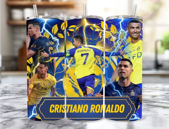 Cristiano Ronaldo 20oz Tumbler| Soccer Ronaldo Tumbler| Cristiano Fans|  Skinny Tumble| Ronaldo Tumbler