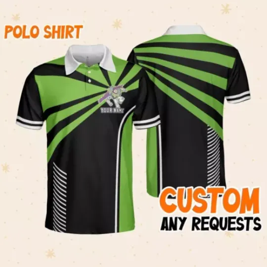Custom Disney Toy Story Buzz Lightyear Polo Green, Business Casual Disney Polo Shirt