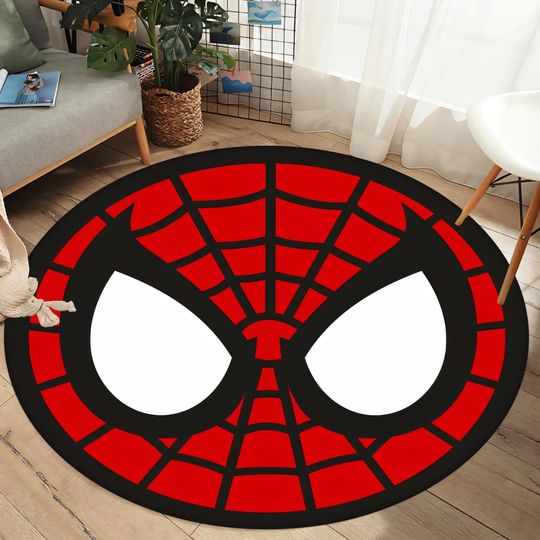 Spider-Man Head Round Floor Pad, Round Rug for Kids, Bedroom Circle Rug, Circle Mat, Kidsroom Rug