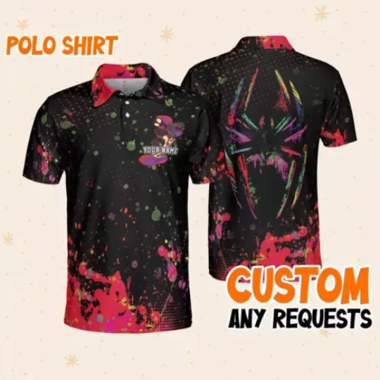 Custom Disney Spiderman Miles Morales Polo Colorful, Business Casual Disney Polo Shirt