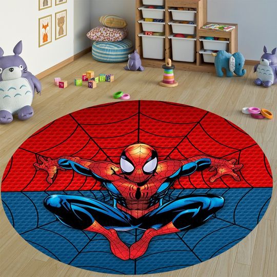 Spiderman Round Floor Pad, Spiderman Circle Rug, Spider Man Round Rug, Spider Man Circle Rug, Spiderman Rug