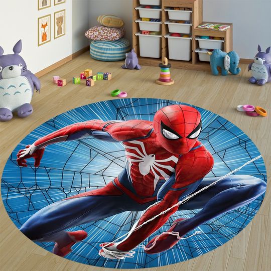 Spiderman Round Floor Pad, Spiderman Circle Rug, Spider Man Round Rug, Spider Man Circle Rug