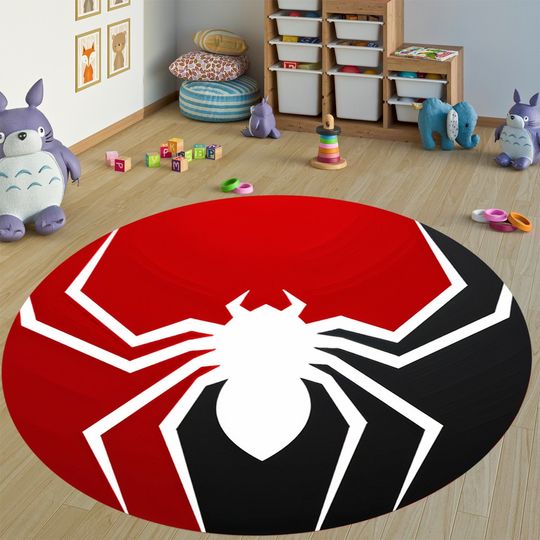 Spider Round Floor Pad, Spiderman Round Rug, Spiderman Circle Rug, Spider Man Round Rug