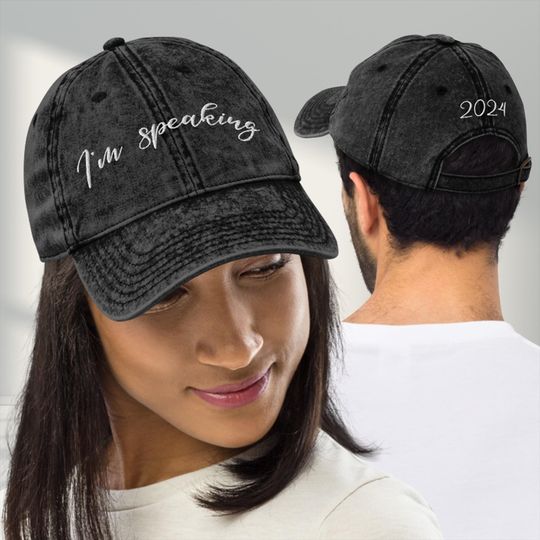 I'm Speaking Vintage Cotton Twill Cap | Embroidered Baseball Cap | Kamala Harris 2024 | Women's Hats | Democratic Party Hat | Vote 2024 Hat