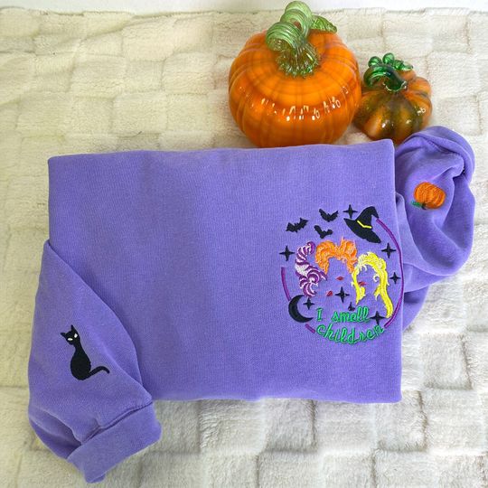 Comfort Color Hocus Pocus Embroidered Unisex Sweatshirt, Hocus Pocus Halloween Crewneck