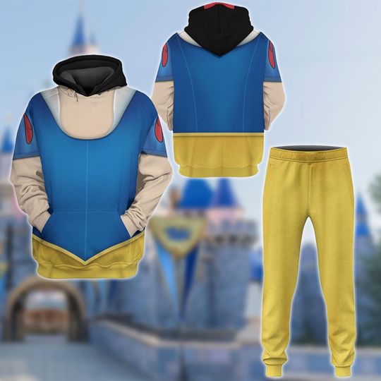 Snow White Halloween Costume Hoodie Joggers Sets, Snow White Cosplay Costume Hoodie, Cartoon Movie Costume 3D Hoodie, All Over Print Outfit