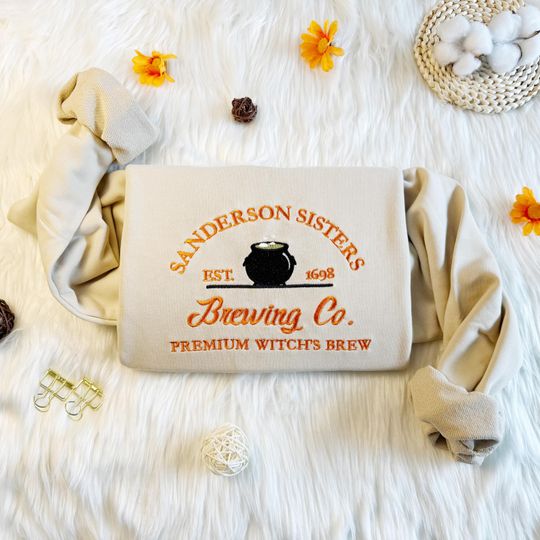 Sanderson Sisters Embroidered Sweatshirt,Embroidered Premium Witch's Brew Sweatshirt