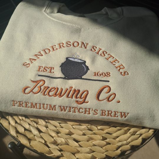 Sanderson Sister Embroidered Sweatshirt, Brewing Co Halloween Crewneck