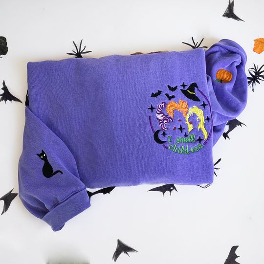 Hocus Pocus Embroidered Comfort Colors Sweatshirt, Hocus Pocus Halloween Crewneck