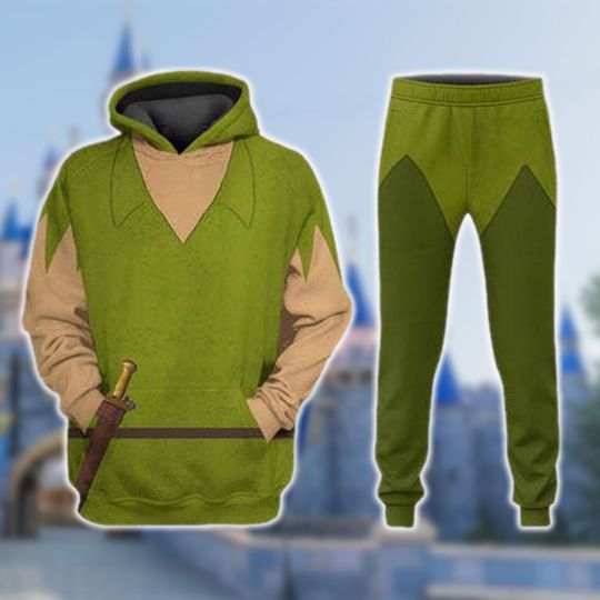 Peter Pan Costume Hoodie, Flying Fairytale Hoodie Joggers Sets, Cartoon Movie Costume 3D Hoodie, All Over Print Outfit, Cosplay Shirt