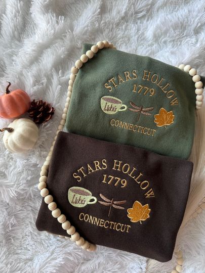 EMBROIDERED STARS HOLLOW Sweatshirt Fall Sweatshirt Stars Hollow Crewneck Gifts