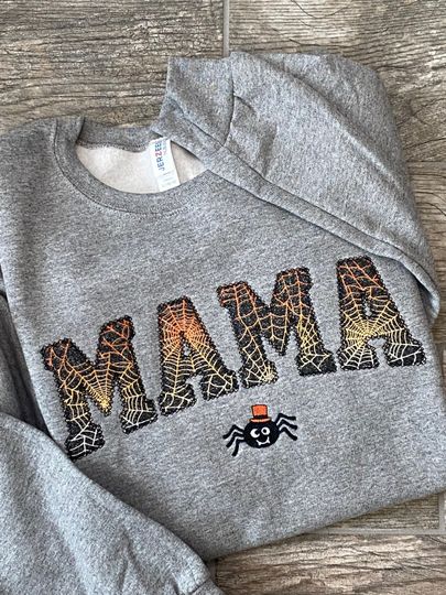 Embroidered Halloween Mama Sweatshirt | Spooky Season | Embroidered Mom Sweatshirt