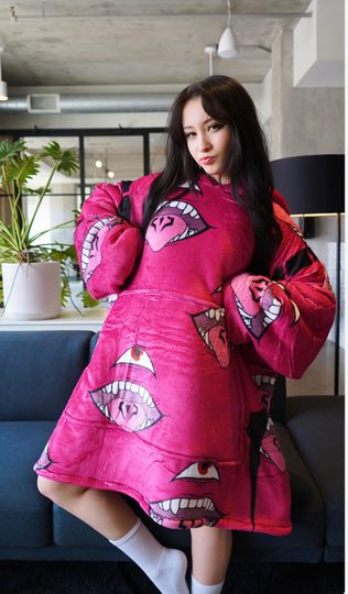 Ryomen Sukuna Jujutsu Satoru Theme Blanket Hooded, Oversized Blanket Hoodie For Adult/Kids, Birthday Gift