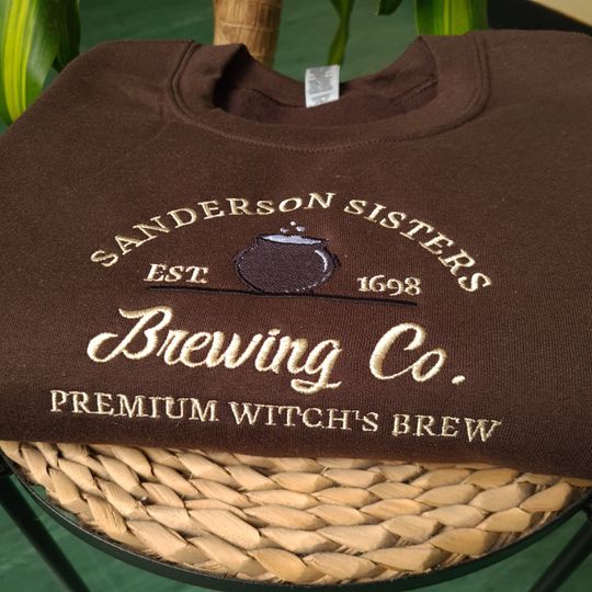 Sanderson Sisters Embroidered Sweatshirt, Brewing Co Halloween Crewneck