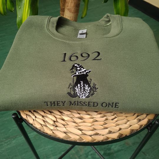 Black Cat Halloween Sweatshirt, Embroidered Cat Halloween Jumper