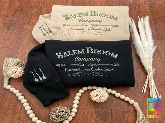 Salem Broom Company sweatshirt, Hocus Pocus Halloween, Fall Embroidered Sweatshirt