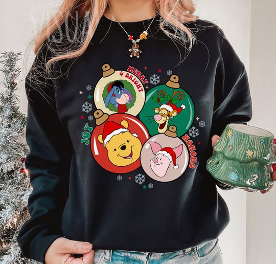 Disney Winnie The Pooh And Friends Christmas Ball Sweatshirt, Winnie The Pooh Christmas Gifts