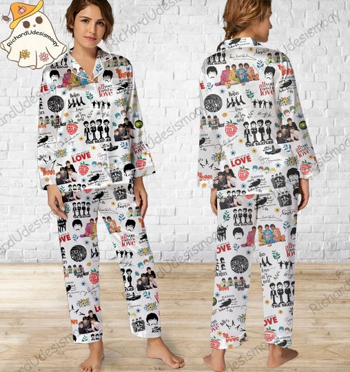 The Beatles Pajamas Set, The Beatles Pyjamas Set, Holiday Pajamas, Pajamas Pants, Women Pajamas, Sleepwear Pajama, Custom Sleepwear