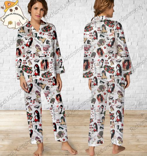 Amy Winehouse Pajamas Set, Amy Winehouse Pyjamas Set, Holiday Pajamas, Pajamas Pants, Women Pajamas, Sleepwear Pajama, Custom Sleepwear