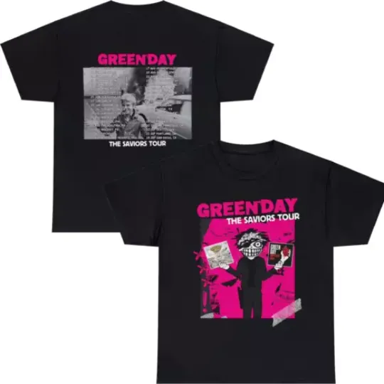 Green Day Band Green Day the Saviors 2024 Tour 2 Sided T-shirt | Short Sleeve | Comfortable Cotton Fashion Tee | For Unisex