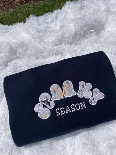 HALLOWEEN SWEATSHIRT Embroidered Sweatshirt Halloween Crewneck Spooky Applique