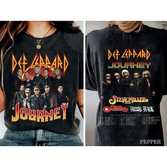 Journey Summer Stadium Tour 2024 Shirt, Journey Tour T-Shirt, Def-Leppard Merch, Rock Music Fan Gifts, Concert 2024 Tee
