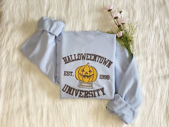 Halloweentown University Embroidered Sweatshirt | Embroidered Pumpkin University Hoodie