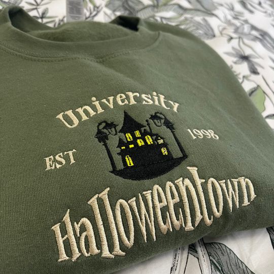 Halloweentown Embroidered Sweatshirt, Halloween Vintage Crewneck